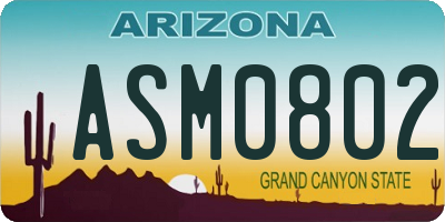 AZ license plate ASM0802