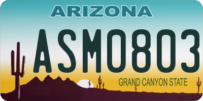 AZ license plate ASM0803