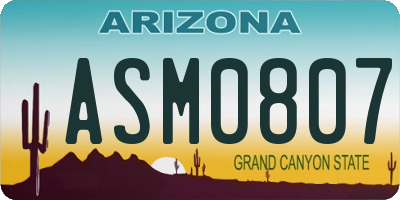 AZ license plate ASM0807
