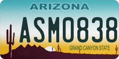 AZ license plate ASM0838