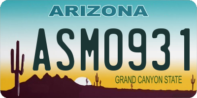 AZ license plate ASM0931