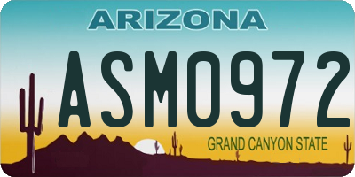 AZ license plate ASM0972