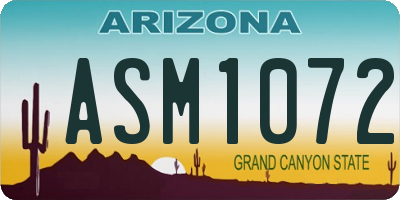 AZ license plate ASM1072