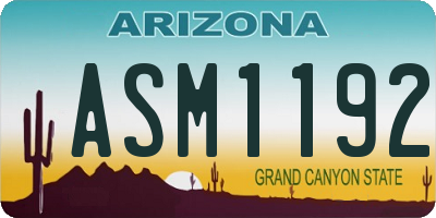 AZ license plate ASM1192