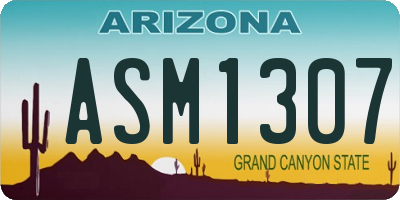 AZ license plate ASM1307