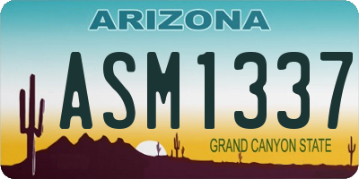 AZ license plate ASM1337