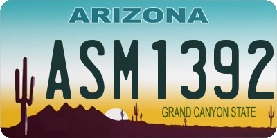 AZ license plate ASM1392