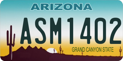 AZ license plate ASM1402