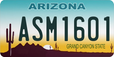 AZ license plate ASM1601