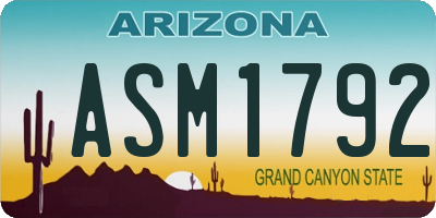AZ license plate ASM1792