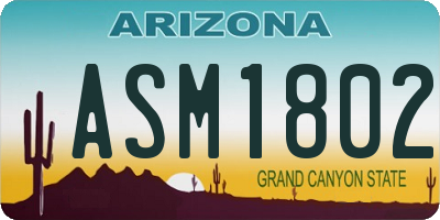 AZ license plate ASM1802