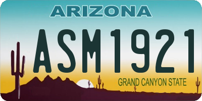 AZ license plate ASM1921