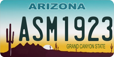AZ license plate ASM1923