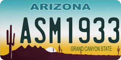 AZ license plate ASM1933
