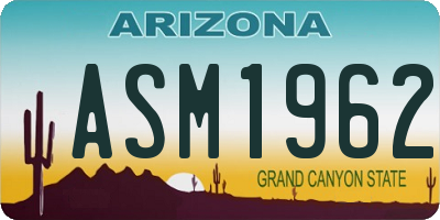 AZ license plate ASM1962