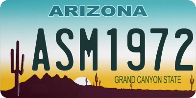 AZ license plate ASM1972