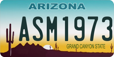AZ license plate ASM1973