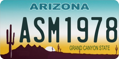 AZ license plate ASM1978