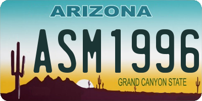 AZ license plate ASM1996
