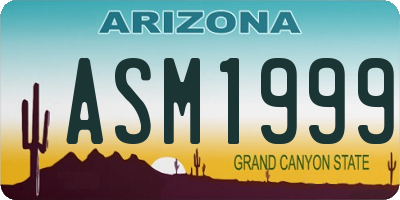 AZ license plate ASM1999