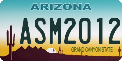 AZ license plate ASM2012