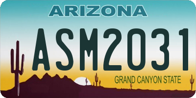 AZ license plate ASM2031