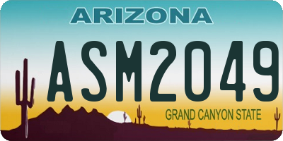 AZ license plate ASM2049
