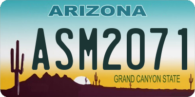 AZ license plate ASM2071