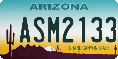 AZ license plate ASM2133