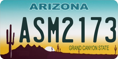 AZ license plate ASM2173