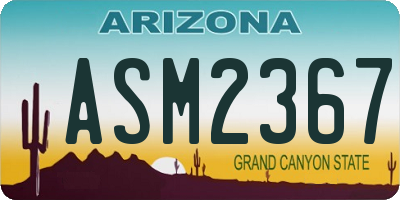 AZ license plate ASM2367