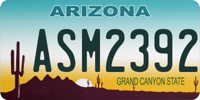 AZ license plate ASM2392