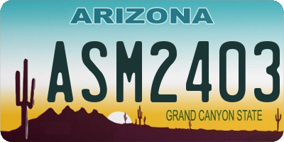 AZ license plate ASM2403