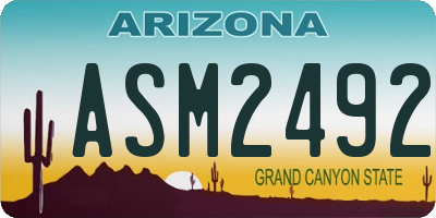 AZ license plate ASM2492