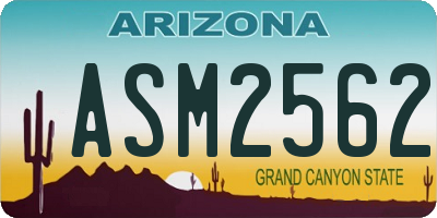 AZ license plate ASM2562