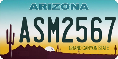 AZ license plate ASM2567