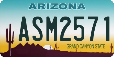 AZ license plate ASM2571