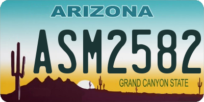 AZ license plate ASM2582
