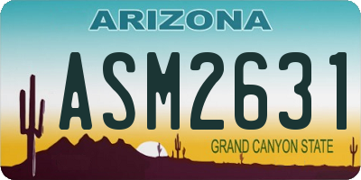 AZ license plate ASM2631
