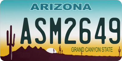 AZ license plate ASM2649