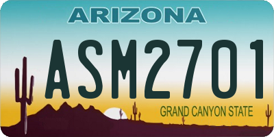 AZ license plate ASM2701