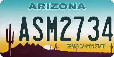AZ license plate ASM2734