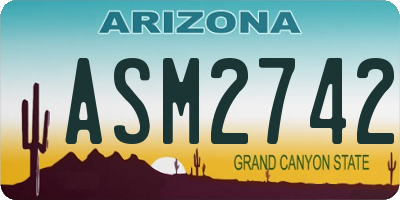 AZ license plate ASM2742