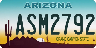 AZ license plate ASM2792