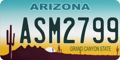 AZ license plate ASM2799
