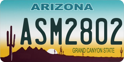 AZ license plate ASM2802