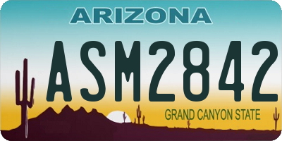 AZ license plate ASM2842