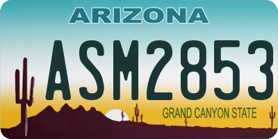 AZ license plate ASM2853