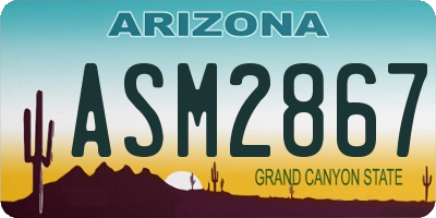 AZ license plate ASM2867