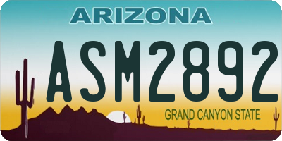 AZ license plate ASM2892